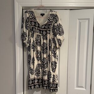 Boho Black & Cream Midi Dress by